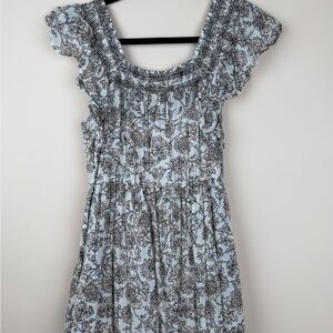 Free People Cream Floral Smocked Dress